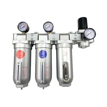 All Tool Depot 3/4" NPT SUPER DUTY 4 Stages Filter Regulator Coalescing Desiccant Dryer System (MANUAL DRAIN) FFLMR966N